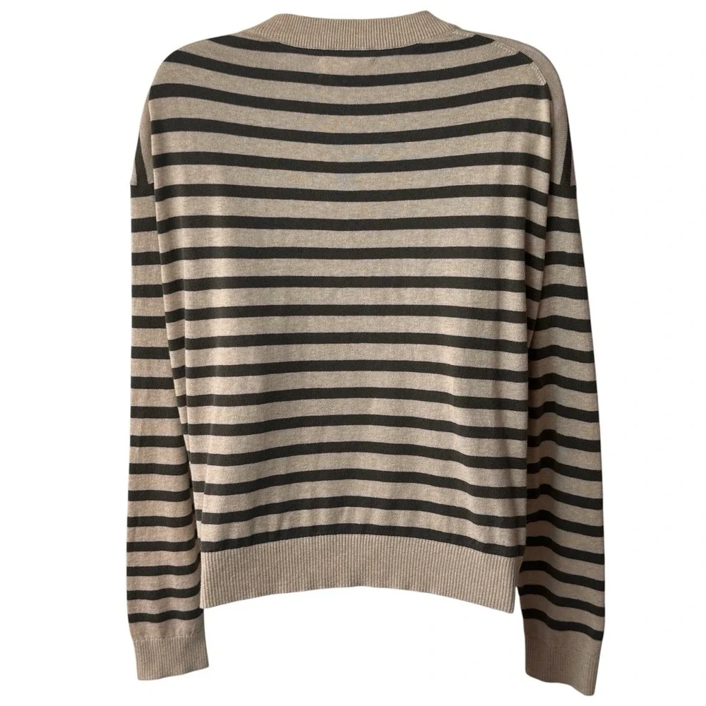 Velvet by Graham and Spencer Alister Striped Crewneck Sweater Cashmere Blend S